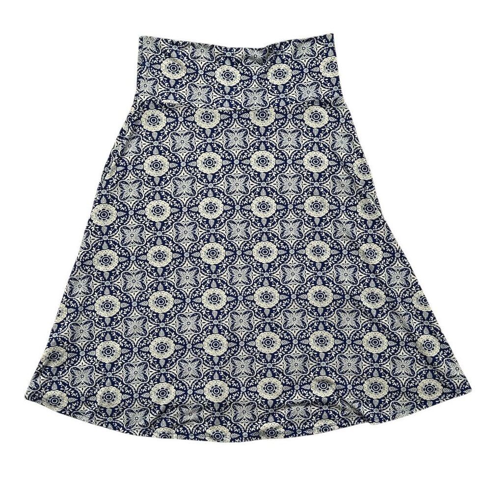 LuLaRoe Women's A-Line Knee Length Skirt Blue Paisley Size L